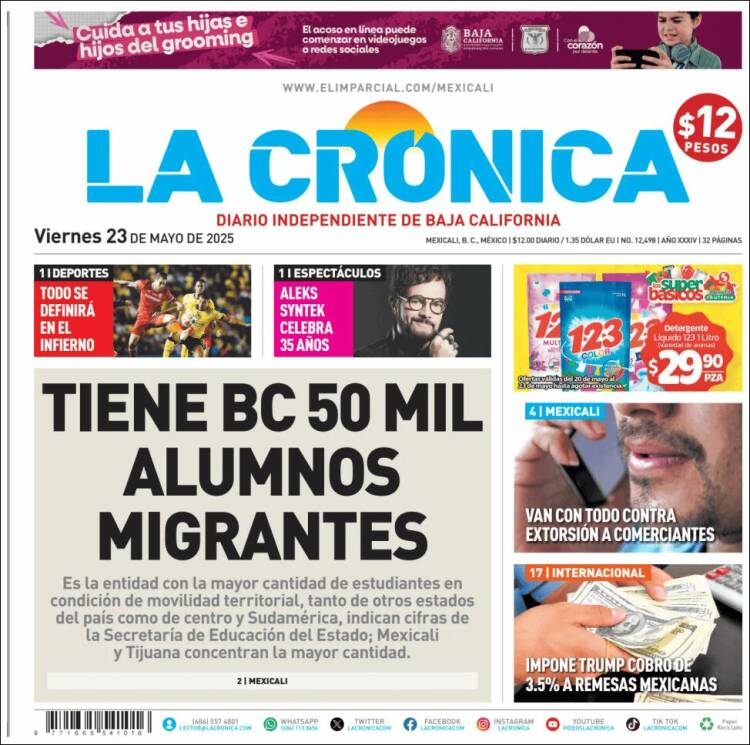 Portada de La Crónica de Baja California (Mexique)