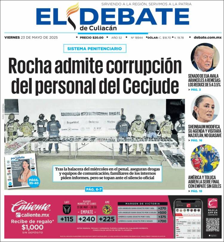 Portada de El Debate de Culiacán (Mexique)