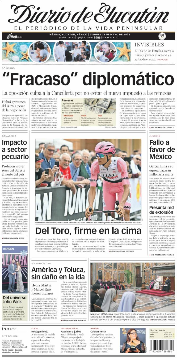 Portada de Diario de Yucatán (Mexique)
