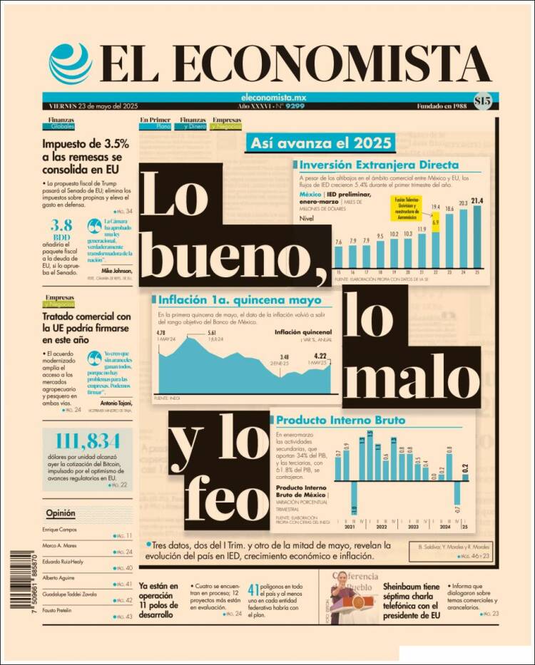Portada de El Economista (Mexique)