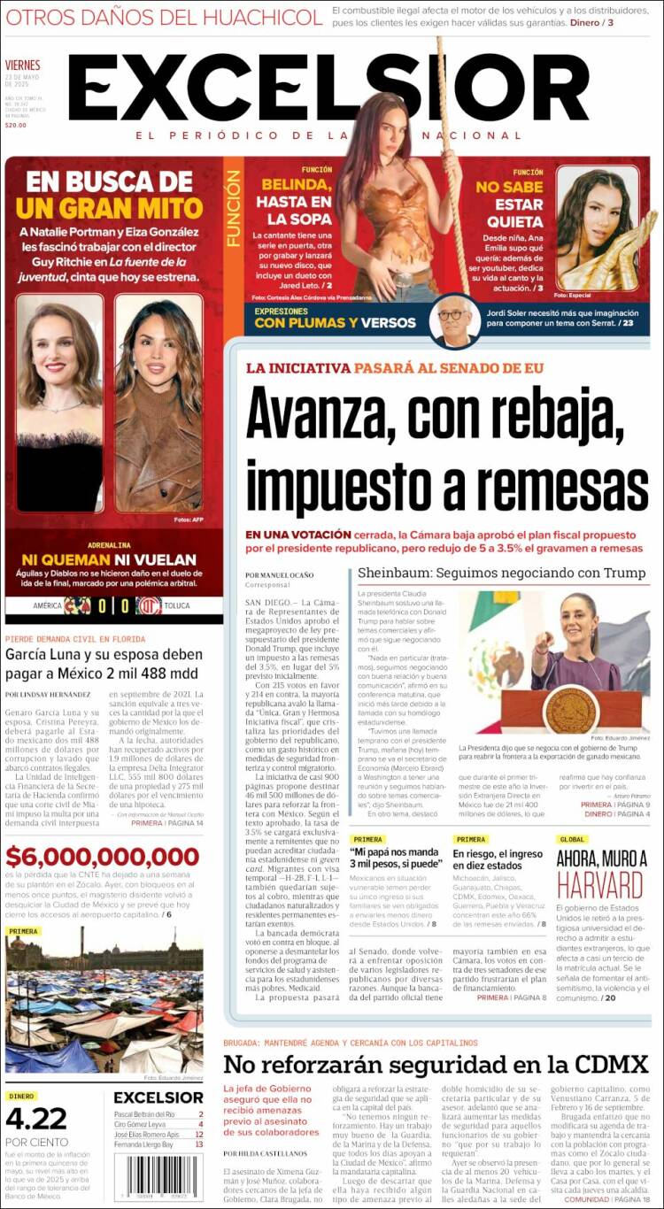 Portada de Excelsior (Mexique)