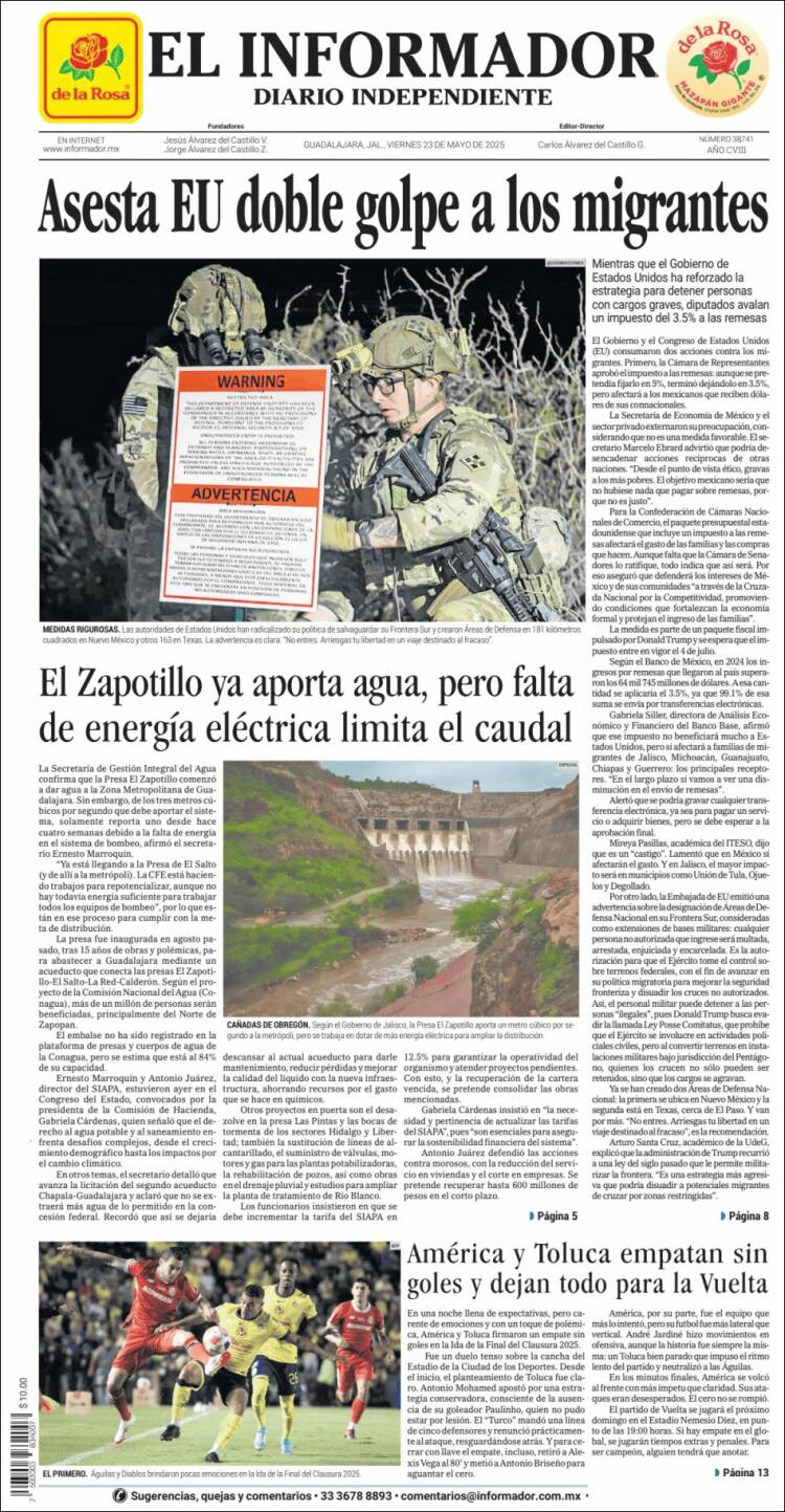 Portada de El Informador (México)