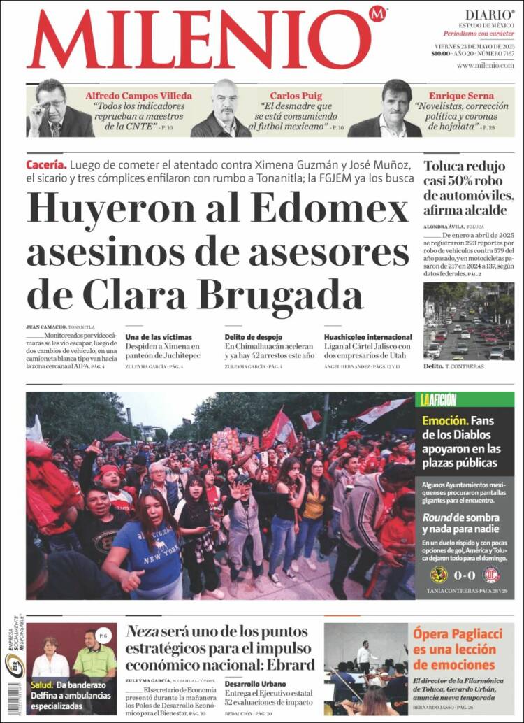 Portada de Milenio - Estado de México (Mexique)
