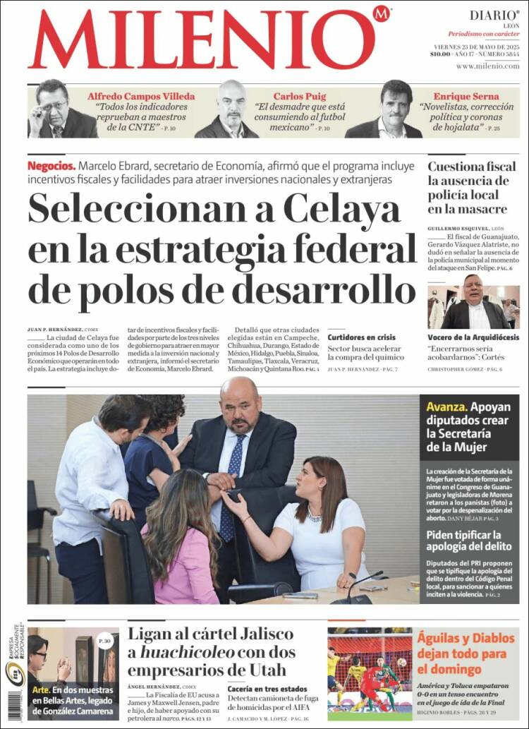 Portada de Milenio de León (Mexique)