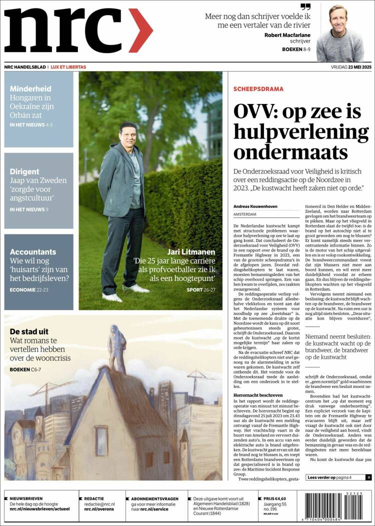 Portada de NRC Handelsblad (Países Bajos)