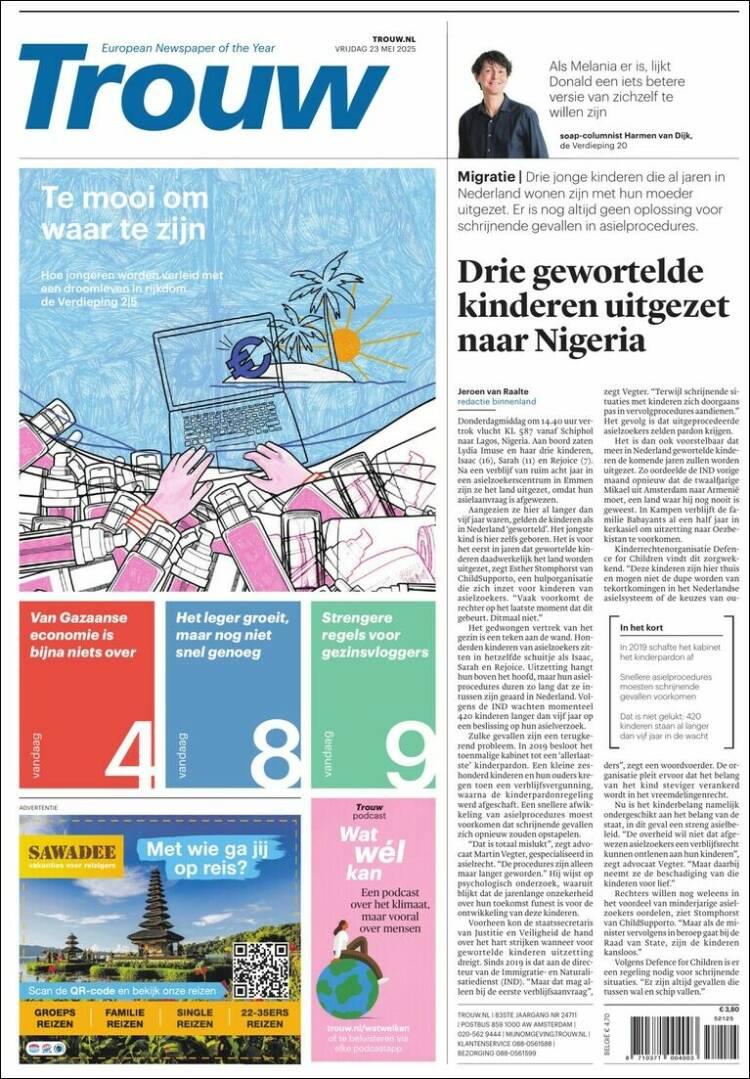 Portada de Trouw (Pays-Bas)