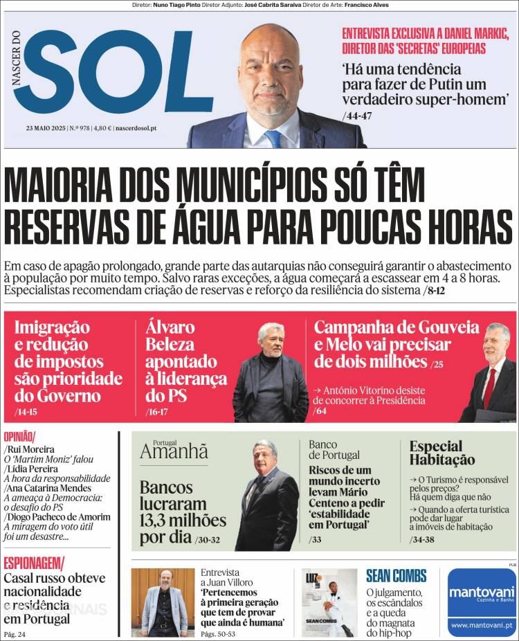Portada de Jornal Sol (Portugal)