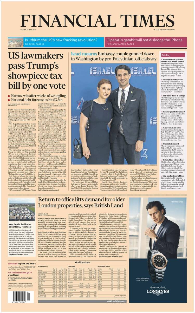 Portada de Financial Times (Reino Unido)