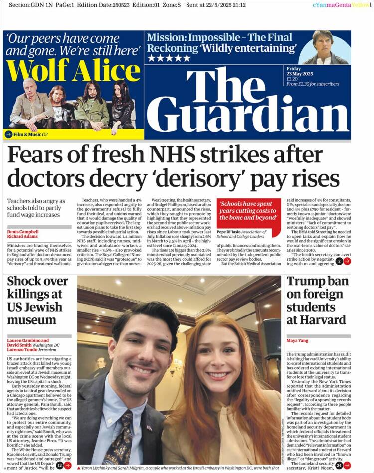 Portada de The Guardian (Royaume-Uni)