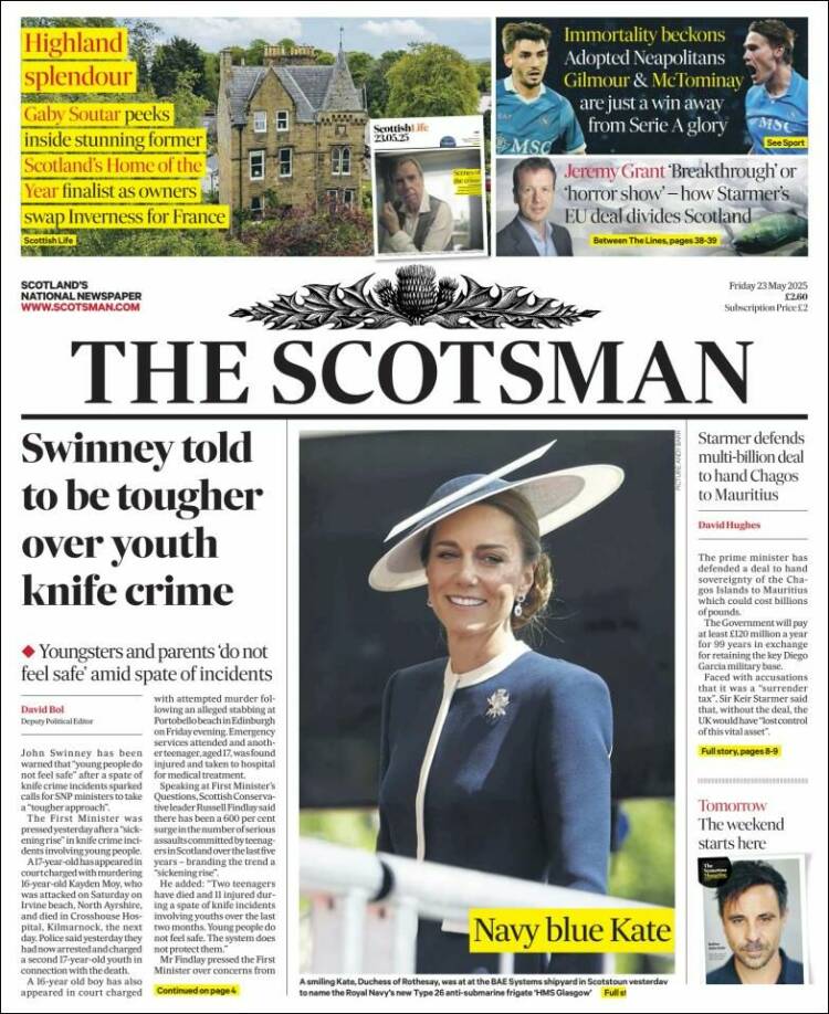 Portada de The Scotsman (Royaume-Uni)