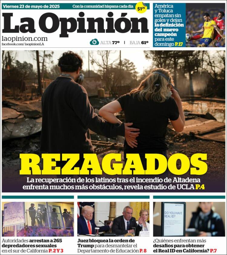 Portada de La Opinión (USA)