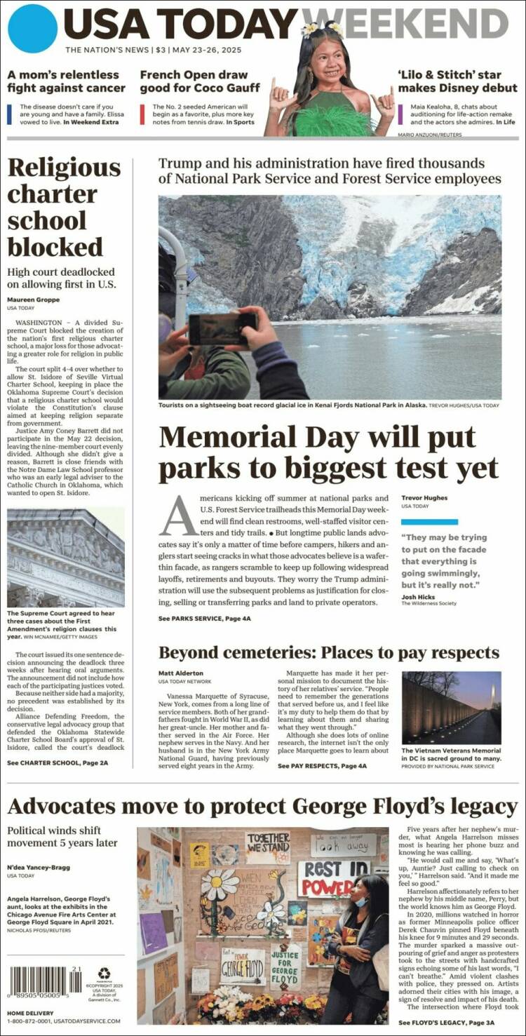 Portada de USA Today (USA)