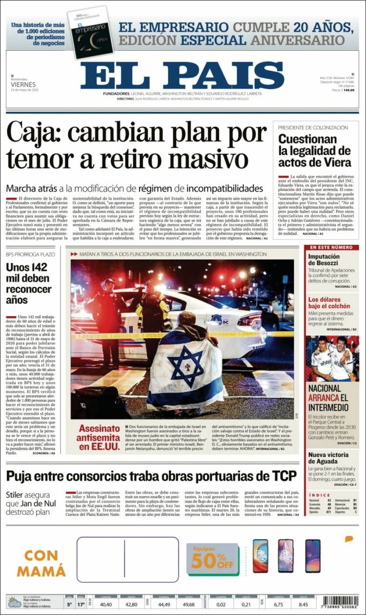 Portada de El País (Uruguay)