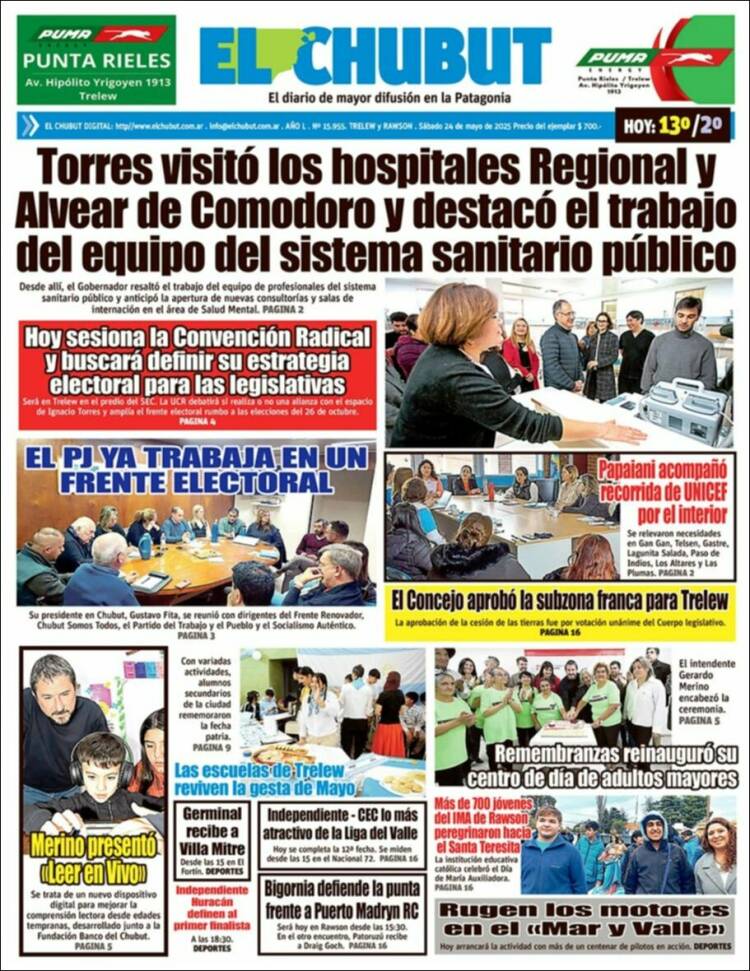 Portada de El Chubut (Argentina)