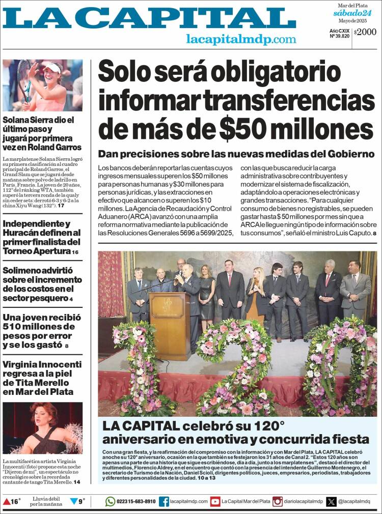 Portada de Diario La Capital - Mar del Plata (Argentina)