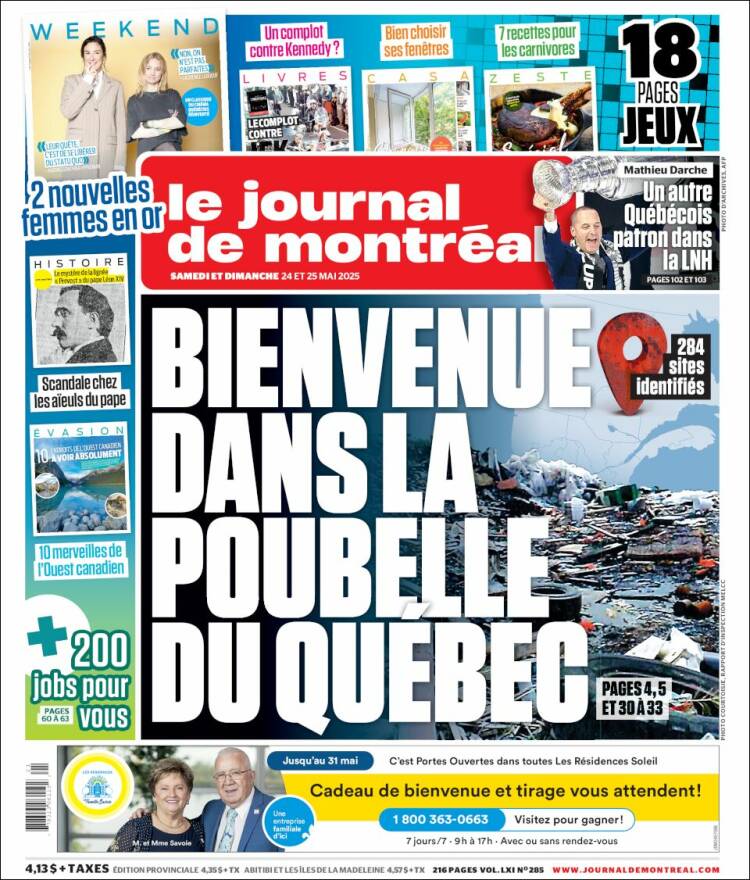 Portada de Le Journal de Montréal (Canadá)
