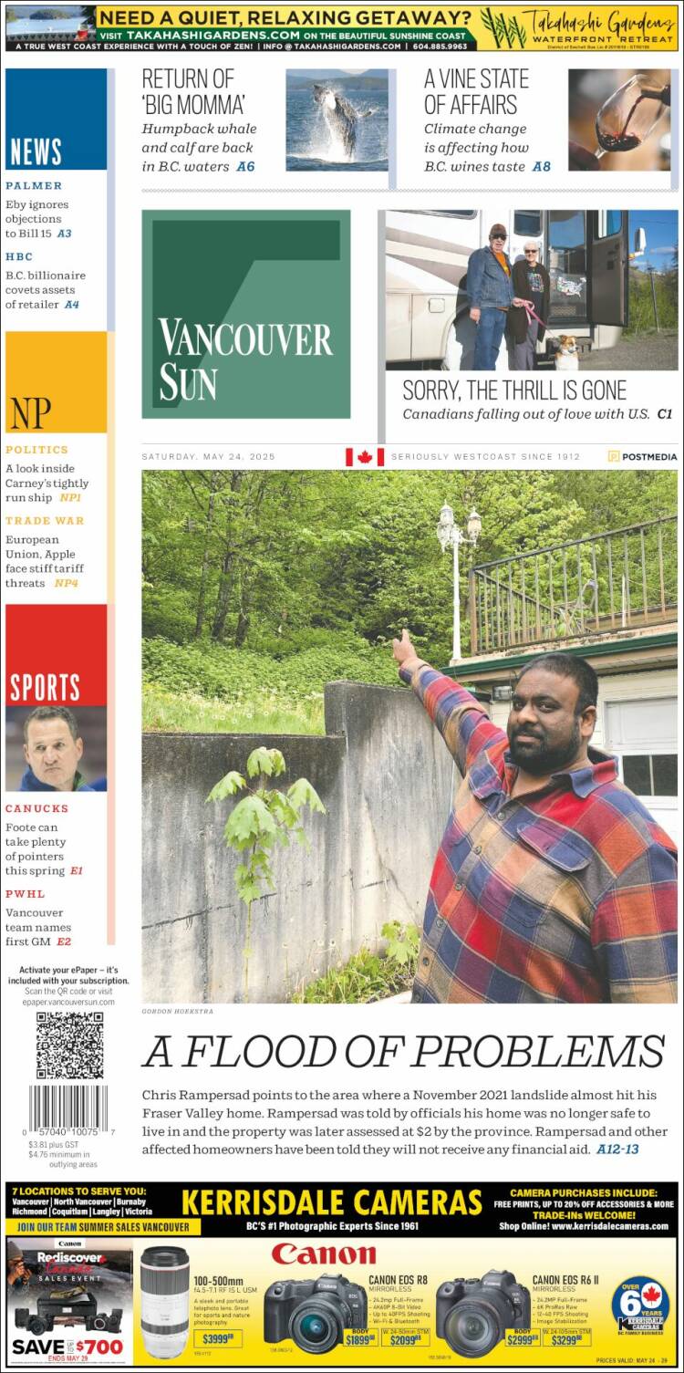 Portada de The Vancouver Sun (Canadá)