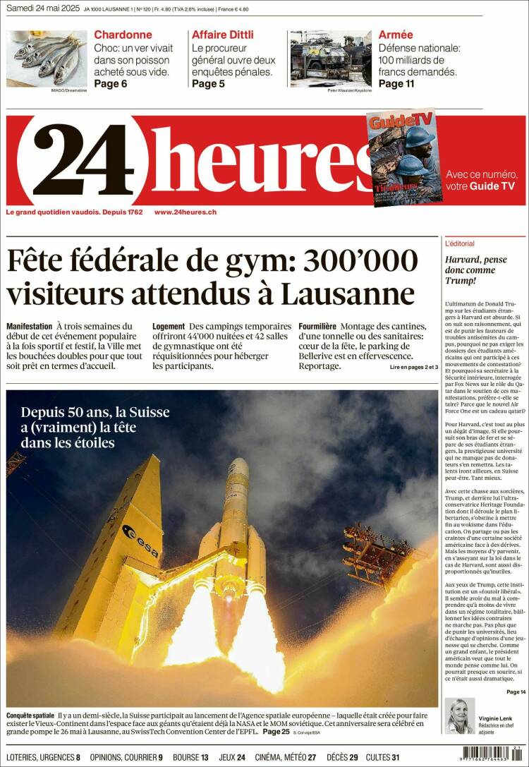 Portada de 24 Heures (Suiza)