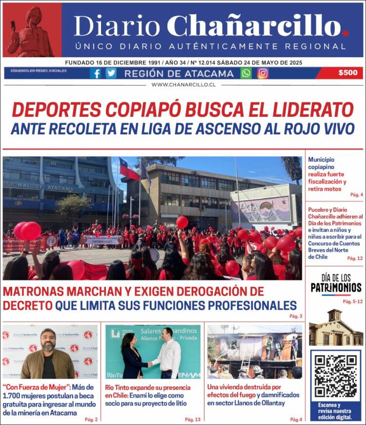 Portada de Diario Chañarcillo (Chile)