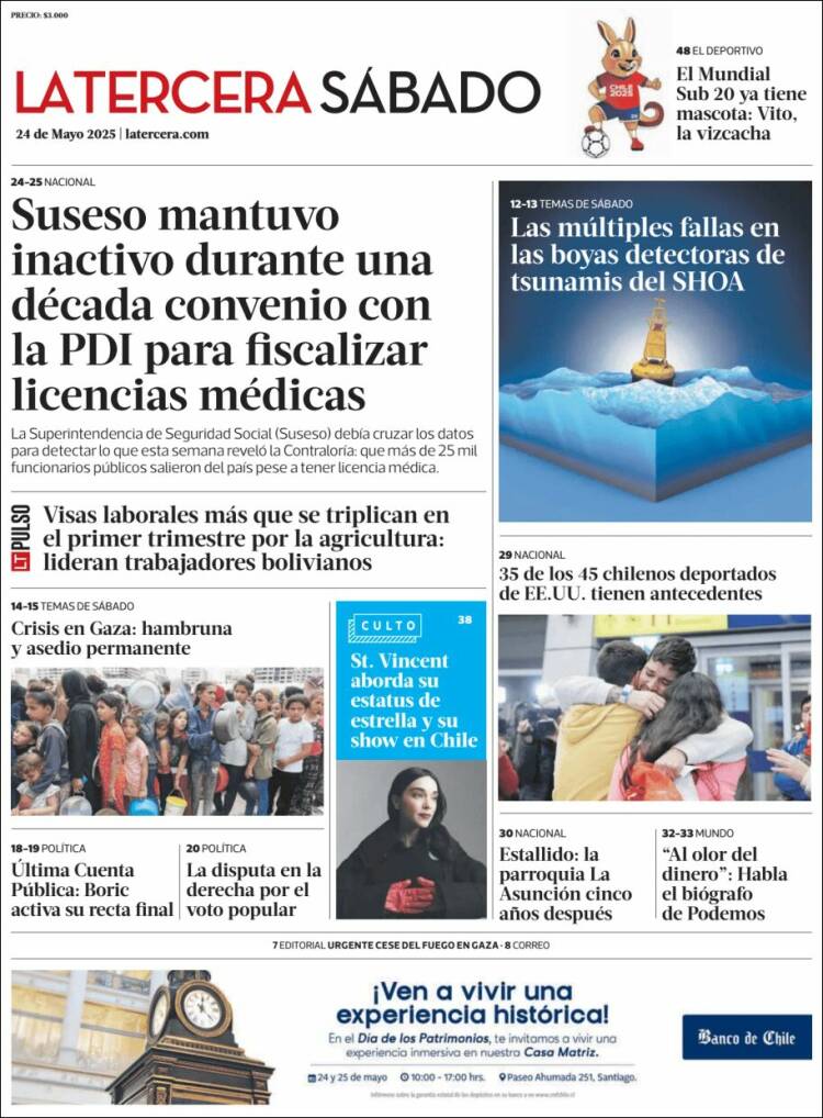 Portada de La Tercera (Chile)