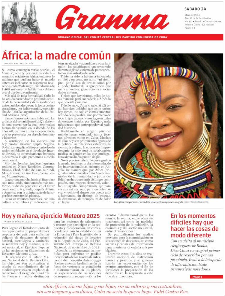 Portada de Granma (Cuba)