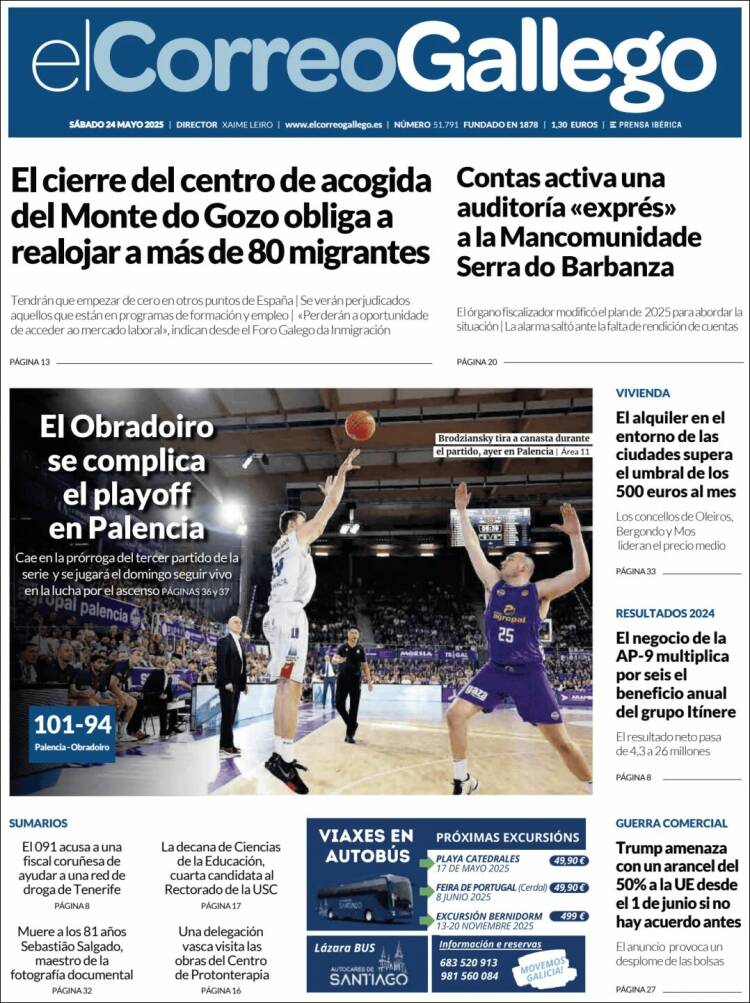 Portada de El Correo Gallego (España)