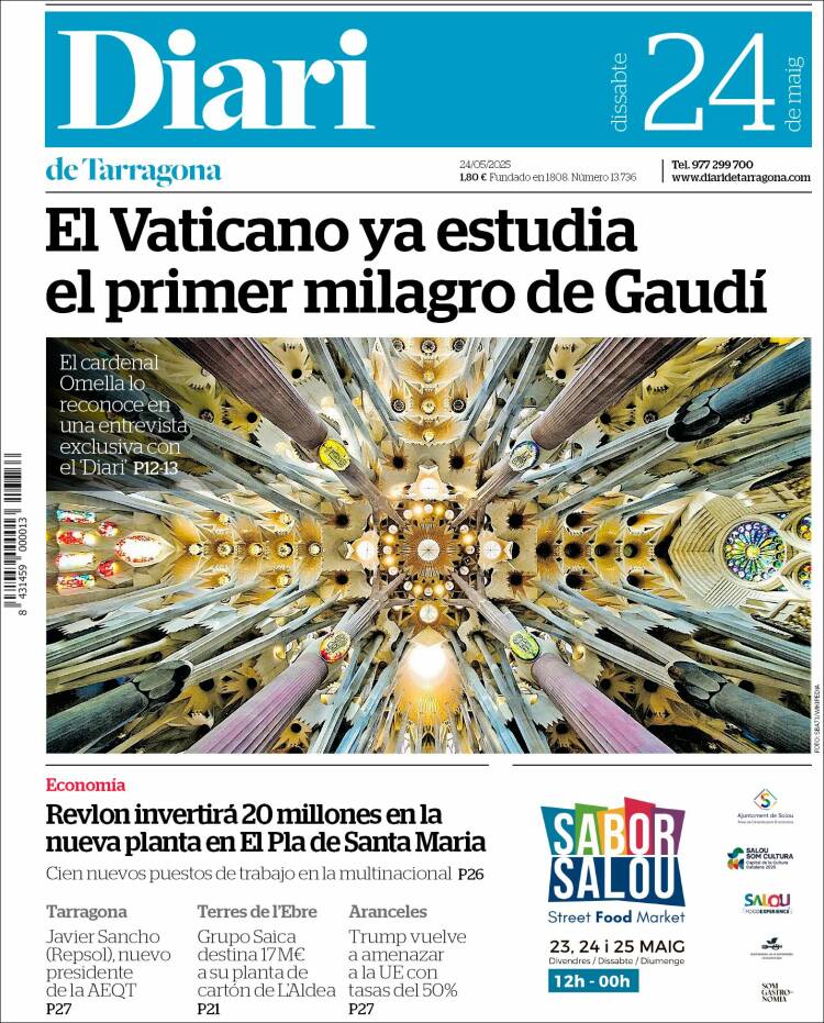 Portada de Diari de Tarragona (España)