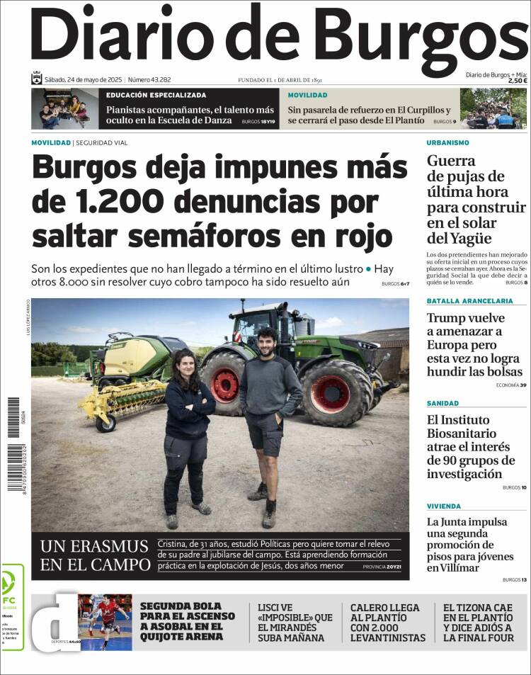 Portada de Diario de Burgos (España)
