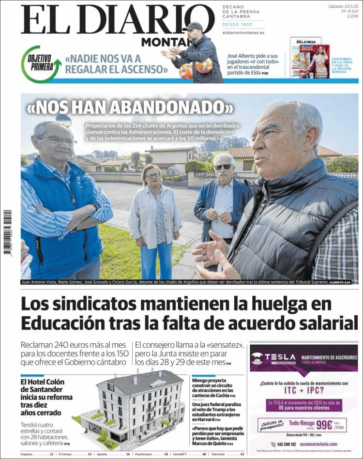 Portada de El Diario Montañés (España)