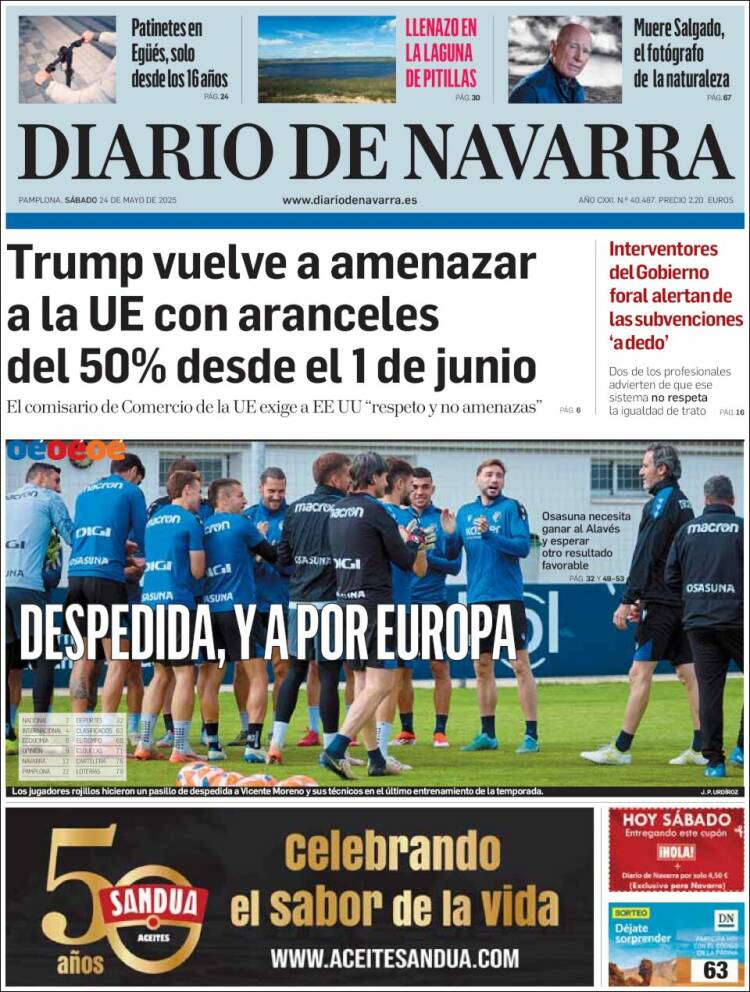 Portada de Diario de Navarra (España)