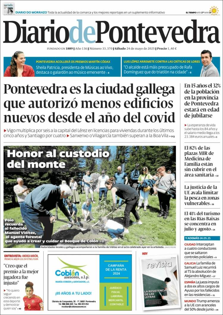 Portada de Diario de Pontevedra (España)