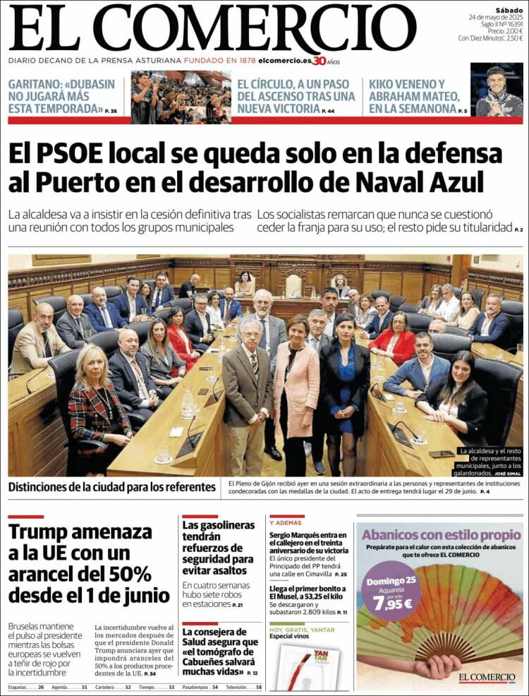 Portada de El Comercio - Gijón (España)