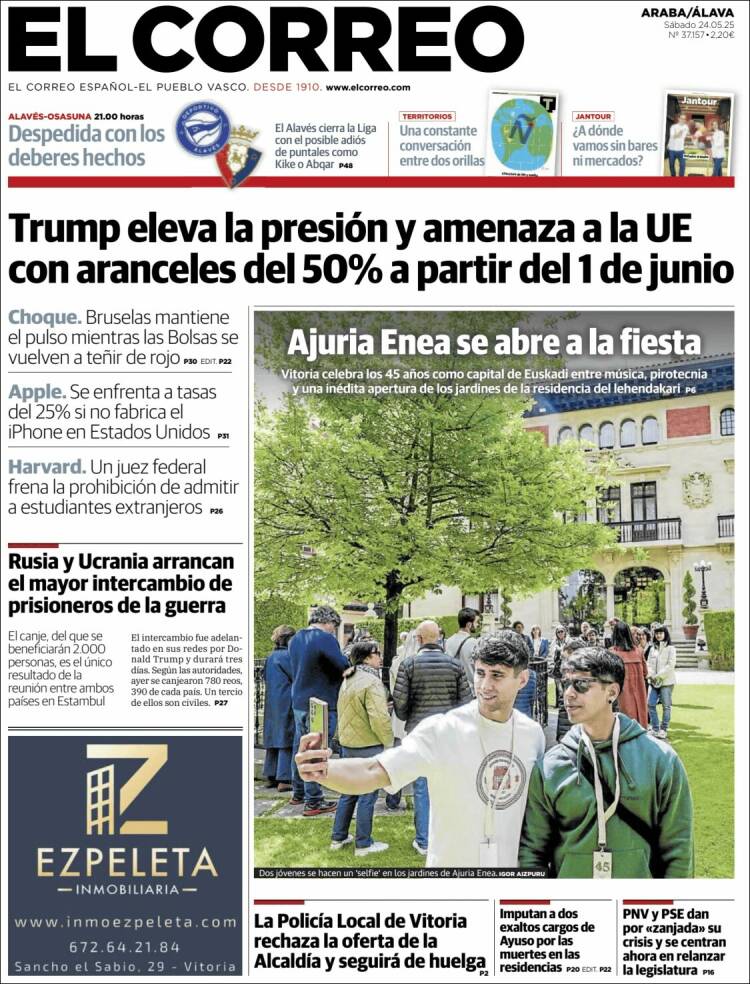 Portada de El Correo - Álava (España)