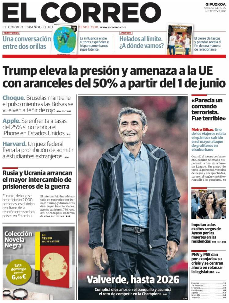 Portada de El Correo - Guipuzcoa (España)