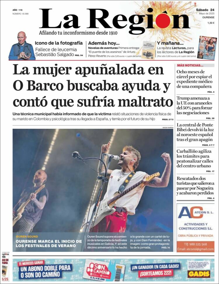 Portada de La Región de Ourense (España)