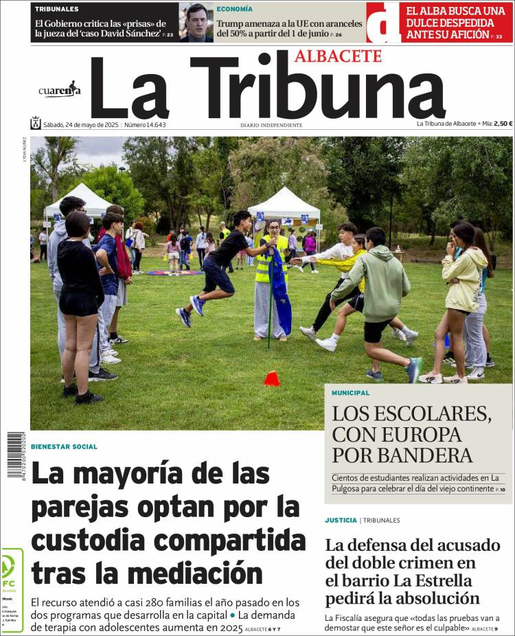 Portada de La Tribuna de Albacete (España)