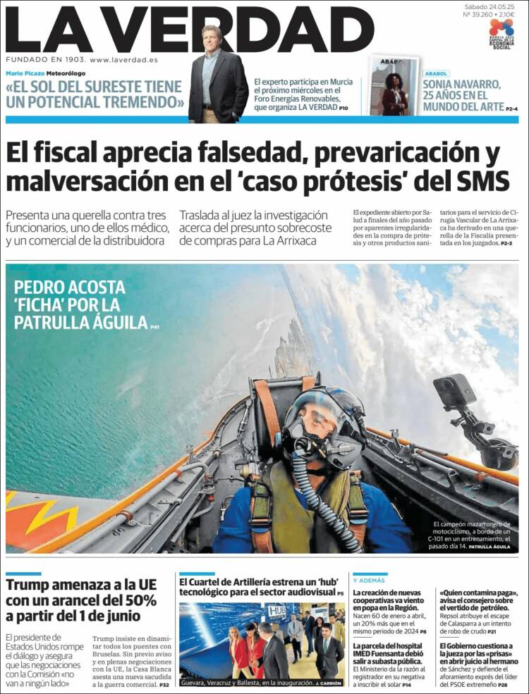 Portada de La Verdad de Murcia (España)