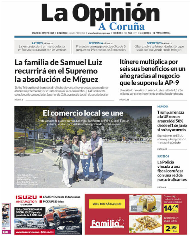Portada de La Opinión de A Coruña (España)