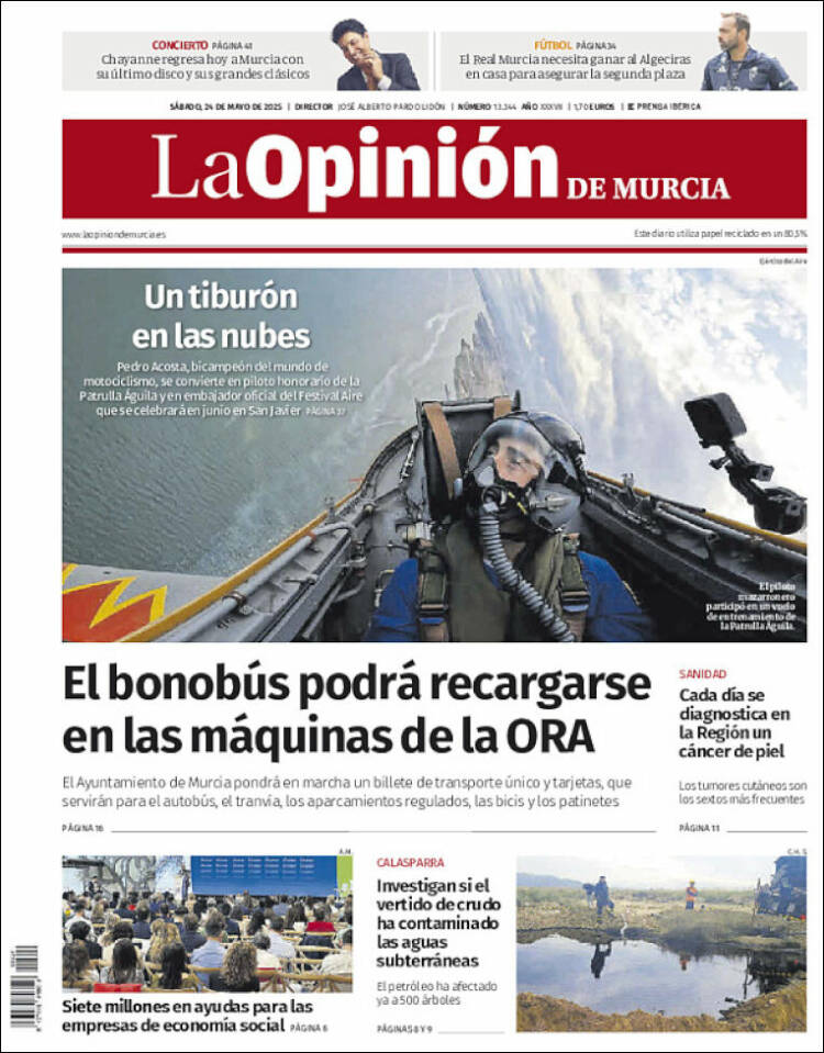 Portada de La Opinión de Murcia (España)