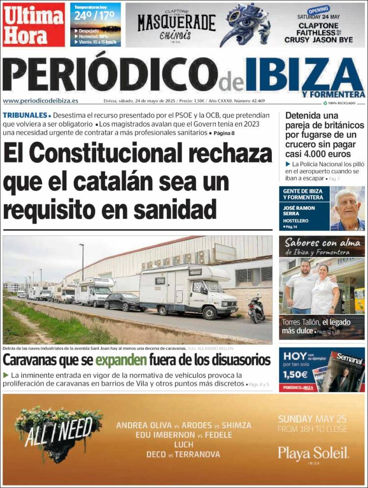 Portada de Periódico de Ibiza (España)