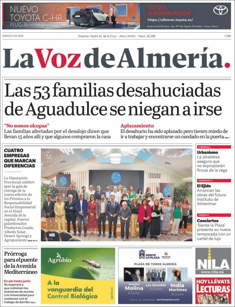 Portada de La Voz de Almería (España)