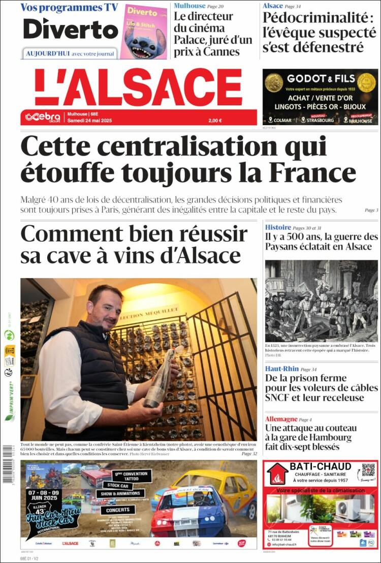 Portada de Journal L'Alsace (Francia)
