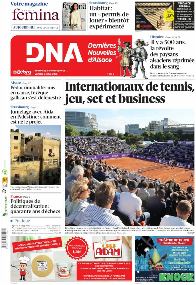 Portada de Les Dernières Nouvelles d'Alsace (Francia)