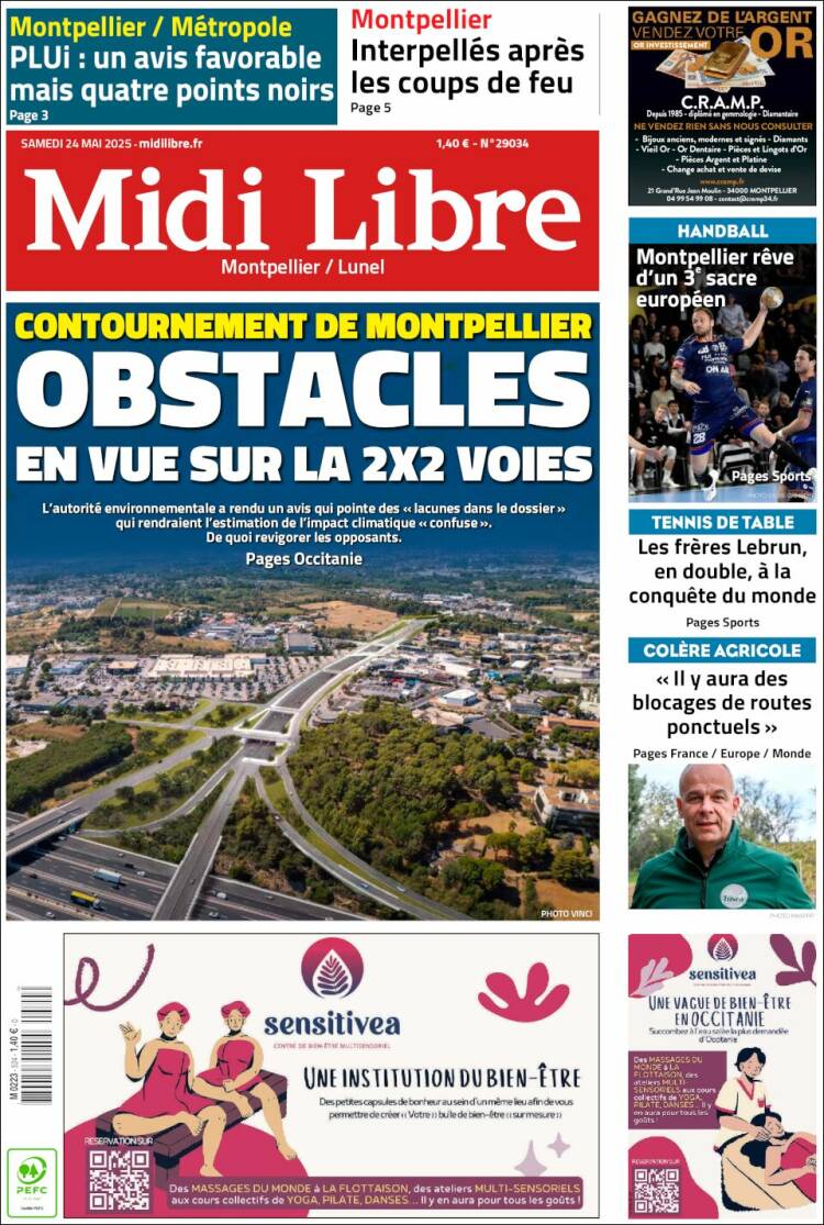 Portada de Midi Libre (Francia)