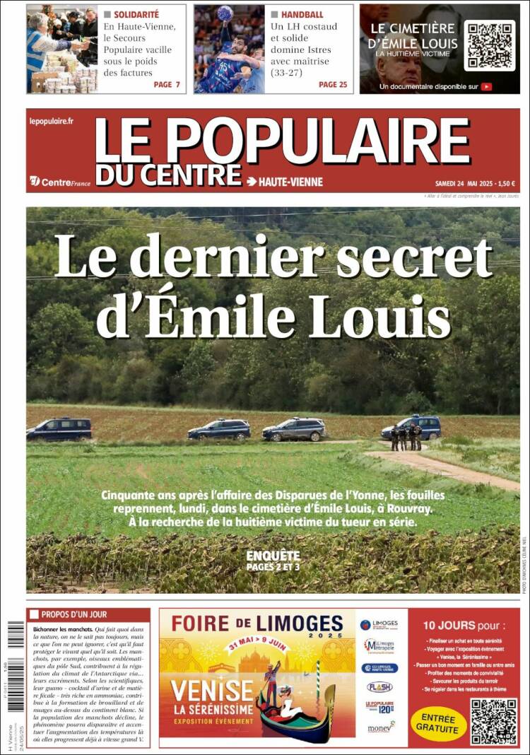 Portada de Le Populaire du Centre (Francia)