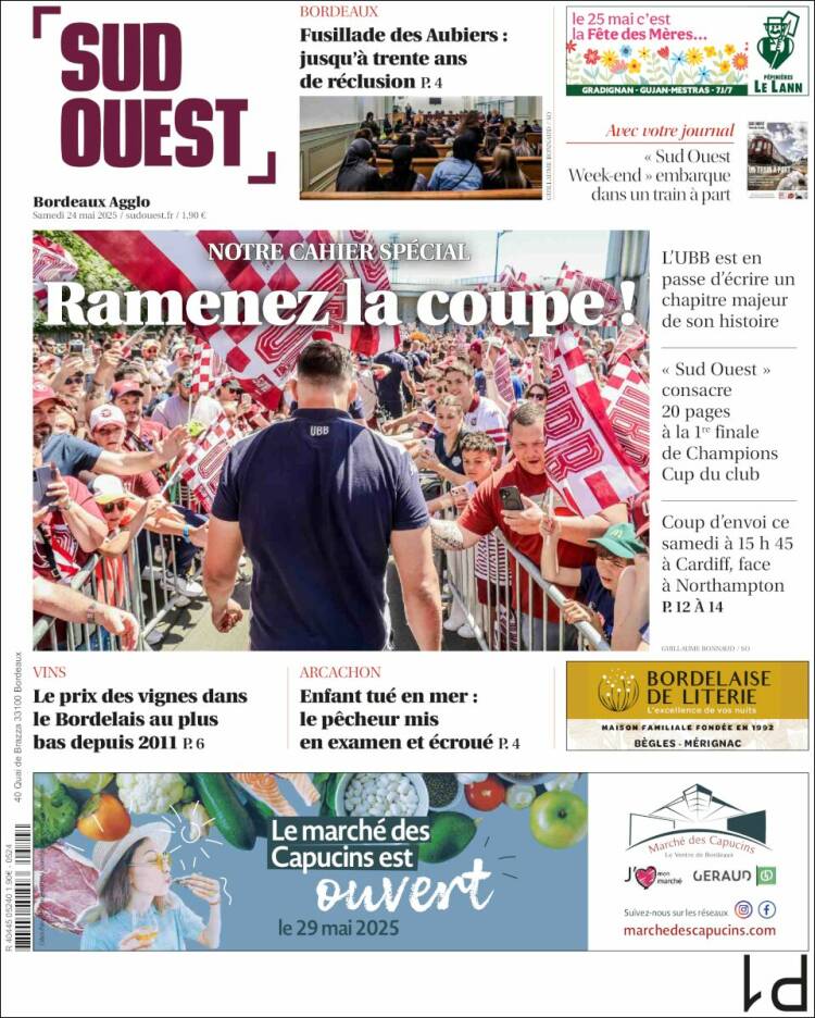 Portada de Sud Ouest (Francia)