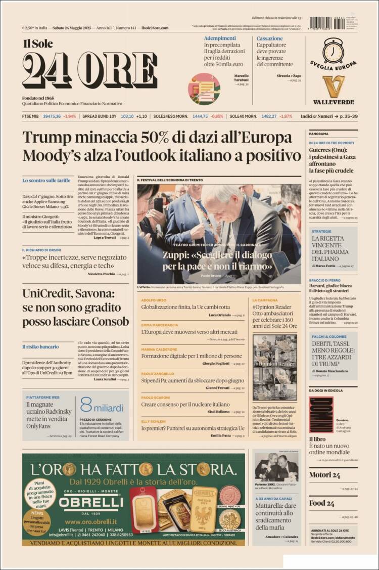 Portada de Il Sole 24 ORE (Italia)