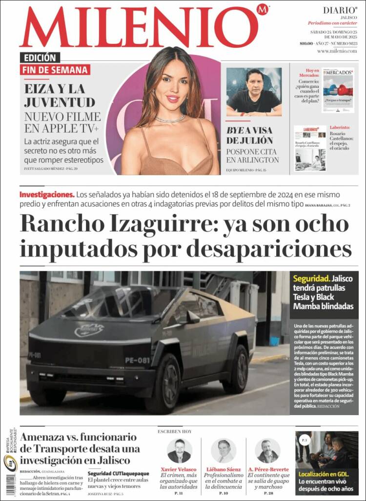Portada de Milenio - Jalisco (México)