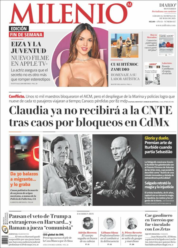 Portada de Milenio de Monterrey (México)