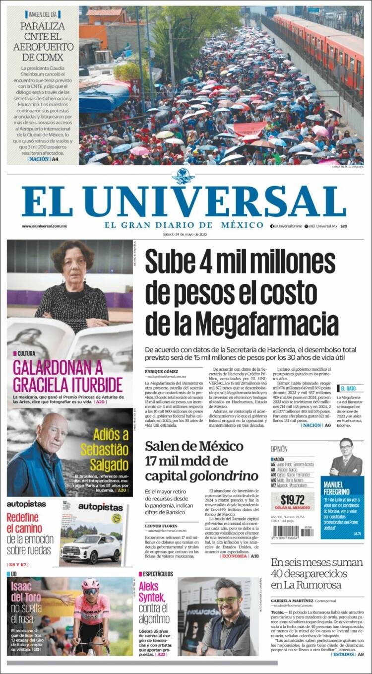 Portada de El Universal (México)